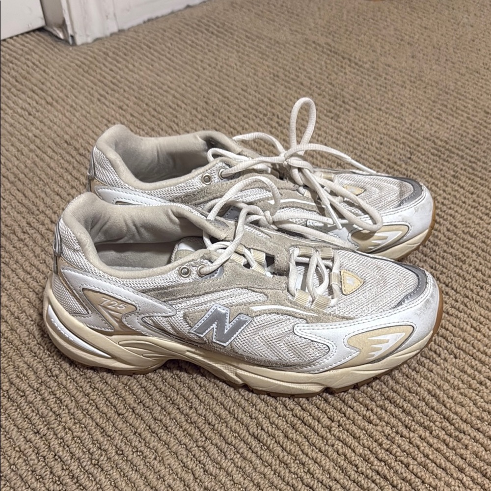 New Balance White and Cream Chunky Sneakers